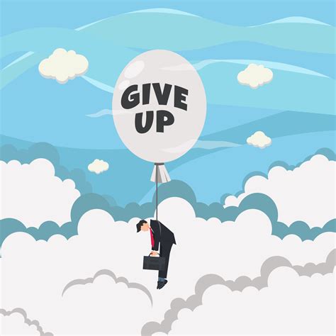 Businessman flying with white balloon. Give up concept vector ...