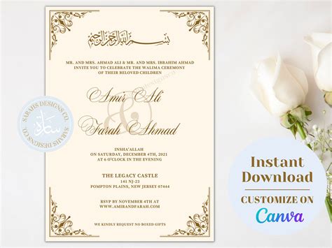 Buy Muslim Wedding Invitation Digital Download Easy to Edit Online in ...
