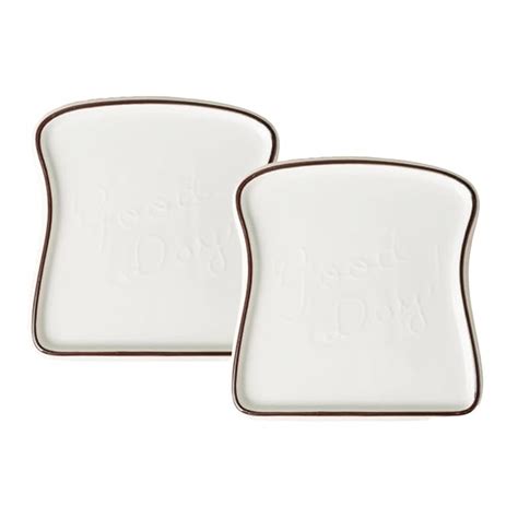 Buy Nestasia Set of 2 White Ceramic Bread-Shaped Serving Plates ...