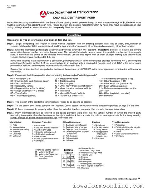 Iowa Accident Report Template ⋆ Simple PDF Form