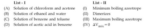 Match List - I with List - II. Choose the correct answer from the ...