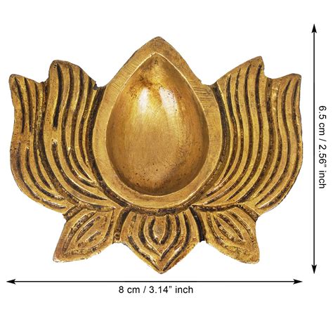 eCraftIndia Set of 2 Traditional Golden Lotus Shaped Brass Diyas