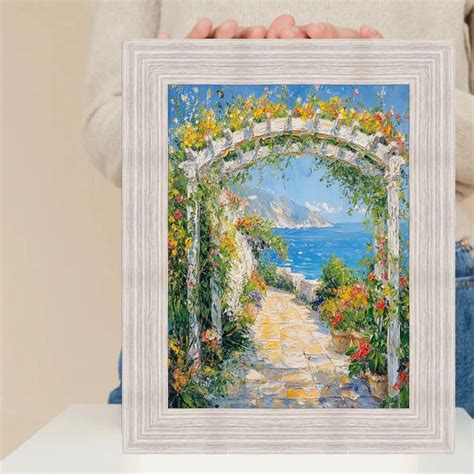 12x16 Frame Wide Rustic Wood Grain White Wash Picture Frame