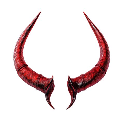 Glossy red devil horns with textured surface on transparent background ...