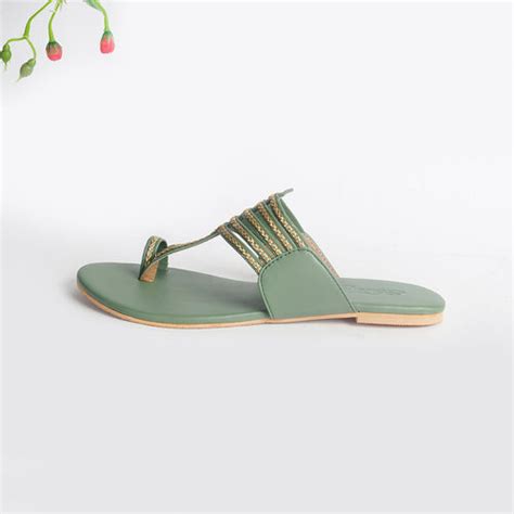 Olive Green Braided Flats – Solehouse.in