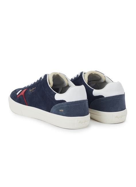 Men Navy Blue Suede Leather Sneakers With Anti-skid Rubber Sole | Pepe ...