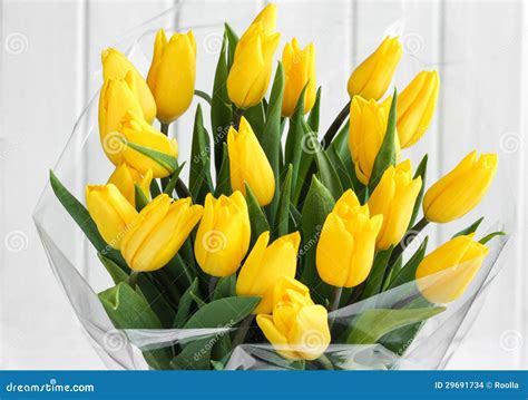 Bouquet of yellow tulips stock photo. Image of flowers - 29691734