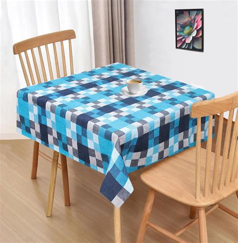 Buy Oasis Home Collection Cotton YD Square Table Cloth - Blue Check - 2 ...