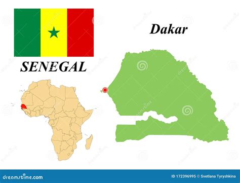 Flag Map Capital of Senegal Stock Vector - Illustration of cartography, annotation: 172396995
