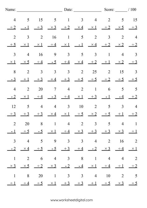 Free math drill 100 problems worksheet, Download Free math drill 100 ...