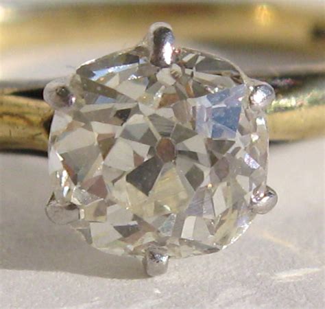 Antique Old Mine Cut Diamond Gold Engagement Ring at 1stDibs