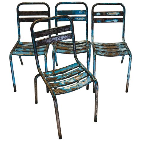 Set of 4 Vintage Metal Cafe Dining Chairs at 1stDibs | vintage metal ...