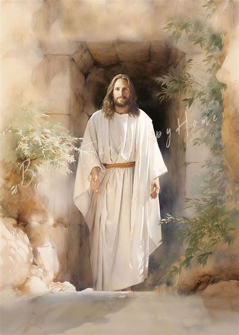 He is Risen Jesus Christ Resurrection Art Jesus Leaving the Empty Tomb ...