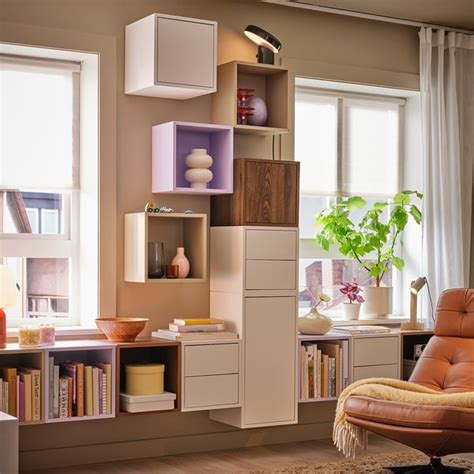 EKET wall-mounted shelving unit, pale lilac, 35x35x35 cm (133/4x133 ...