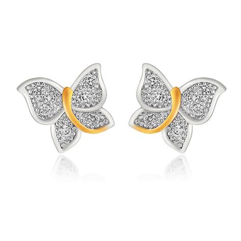 Send Gold plated Flying Butterfly Stud Earrings with CZ Online ...