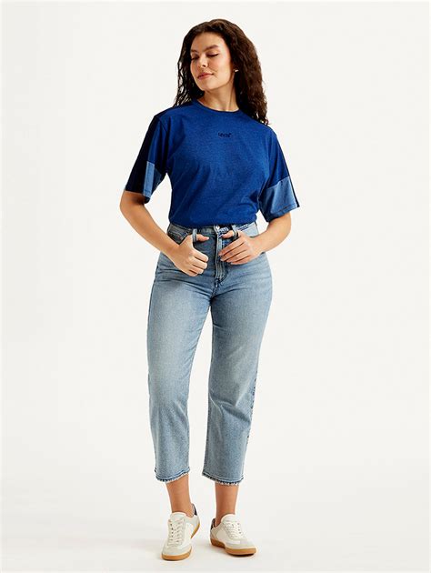Women's Blue Ribcage Straight Fit Mid Rise Jeans – Levis India Store