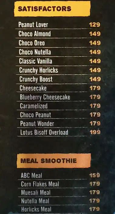 Menu at The TownHouse Kowdiar, Thiruvananthapuram