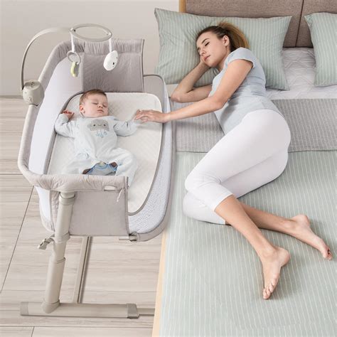 Amazon.com: RONBEI Baby Bassinet, Bedside Sleeper Breathable Mesh ...