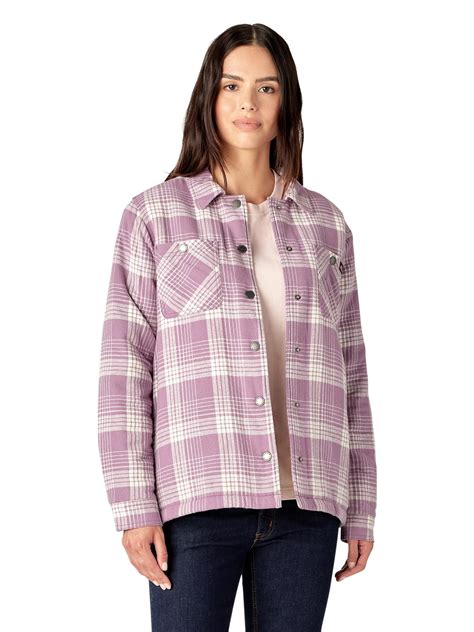Genuine Dickies Women's Sherpa Lined Flannel Shirt Jacket - Walmart.com