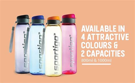 Cello Sportigo Plastic Bottle Set, 1 Litre, Set of 2, Assorted ...