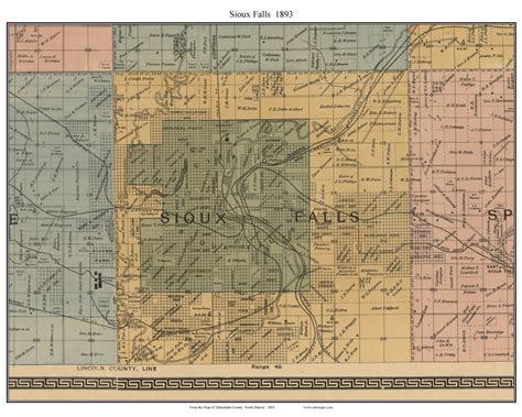 Sioux Falls, South Dakota 1893 Old Town Map Custom Print - Minnehaha Co ...