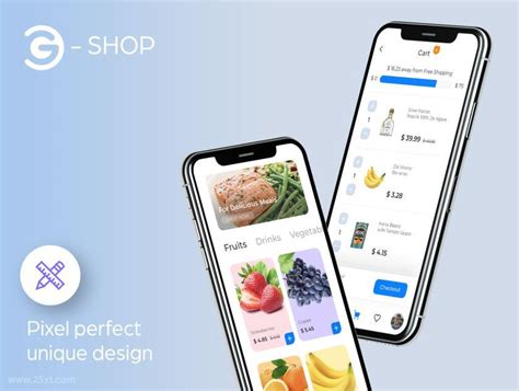 清新现代风格的在线超市购物app UI Kit设计模板 - 25学堂