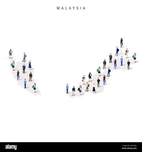 Malaysia population map. Large group of realistic a diverse crowd of people figures in a shape ... - population of malaysia 2025
