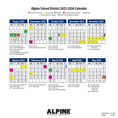 Alpine School District Calendar 2025-2026 [Holidays]