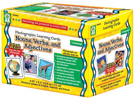 Key Education Nouns Verbs And Adjectives Photographic Learning Cards ...
