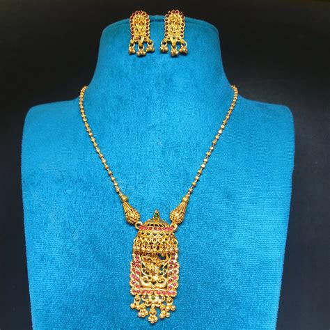 Traditional South Indian Radha Krishna Pendant Necklace Set - Temple C ...