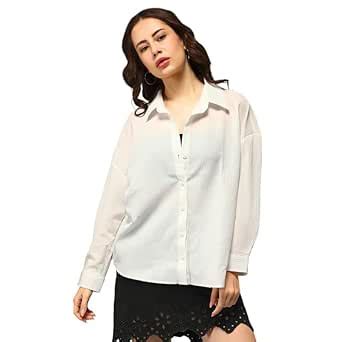Buy Campus Sutra Women's Daisy White Wrinkled Oversized Shirt for ...