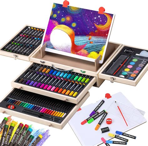 Amazon.com: Art Supplies, 108-Piece Wooden Art Set Crafts Kit with ...