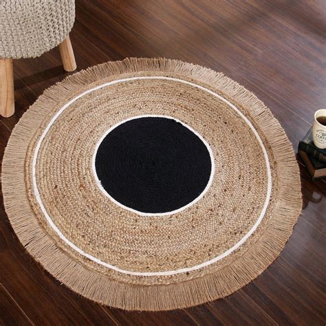 Sashaa Braided Jute Rug with fringes – Sashaaworld