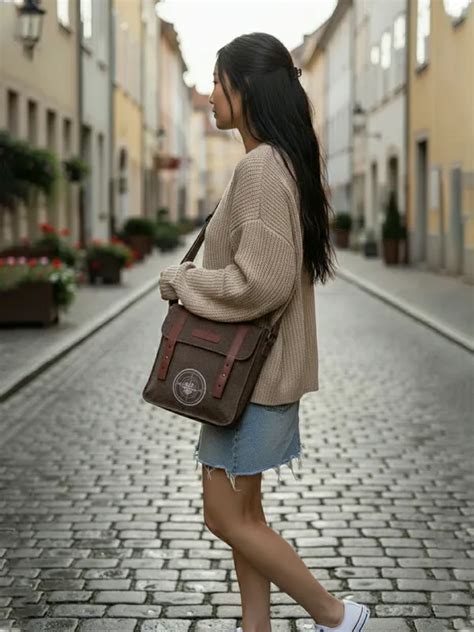 The House Of Tara Khaki Unisex Compact Messenger Bag | Canvas Flap with ...