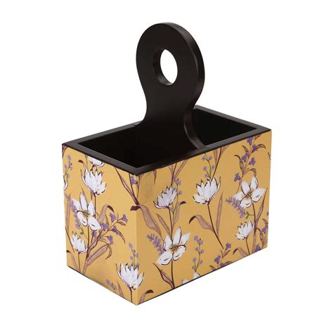 Buy IVY by HomeStop Daisy Rectangular Floral Printed Cutlery Holder ...