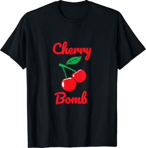 Cherry Bomb Retro Vintage Old Style Graphic T-Shirt : Amazon.co.uk: Fashion