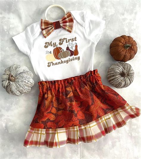 My First Thanksgiving Outfit, Baby Girl Thanksgiving Outfit, Plaid ...