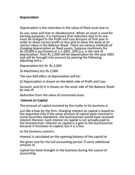 Depreciation,Interest on Capital,Interest of Drawings and Provision ...