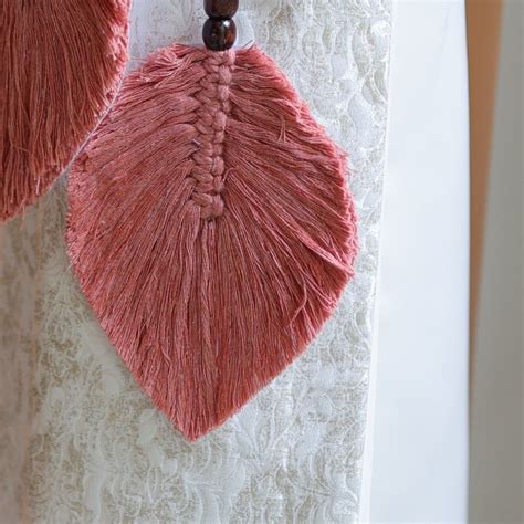 Buy Peach Macrame Leaf Curtain Ties Online on Brown Living | Curtain ...