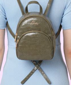 LAVIE Glossy croco Mini Backpack 12.5 L Backpack Olive - Price in India ...