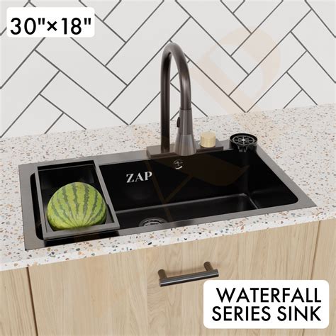 Buy Waterfall 304 SS Kitchen Sink Set with Pull Out Faucet, Chopping ...