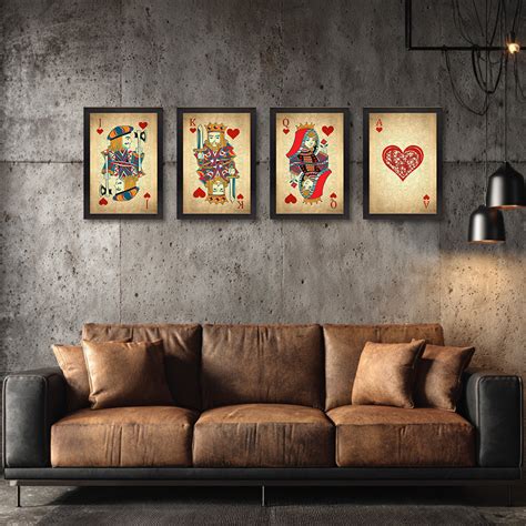 Vintage Playing Cards Set of 4 Painting – King, Queen, Jack & Ace of ...