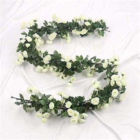 Buy Inrali Artificial Rose Flowers Vine Silk Rose Garland Fake Flowers ...