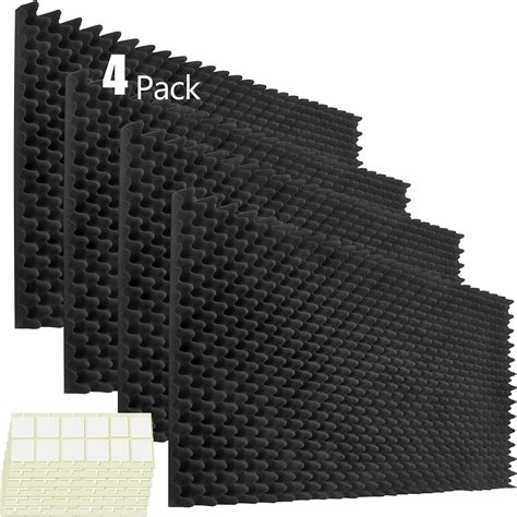 4 Pack Acoustic Foam Panels, 48 x 24 x 2" Sound Absorbing Panels High ...