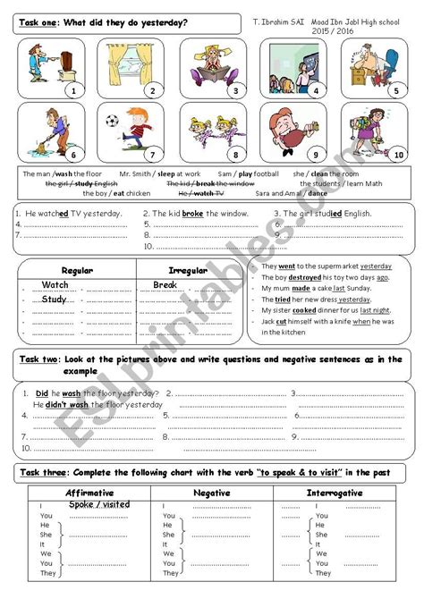 Past Simple Example Worksheet 的图像结果