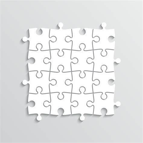 Puzzle-Gitter mit 16 Stück Puzzle-Denkspiel Vektor-Illustration ...