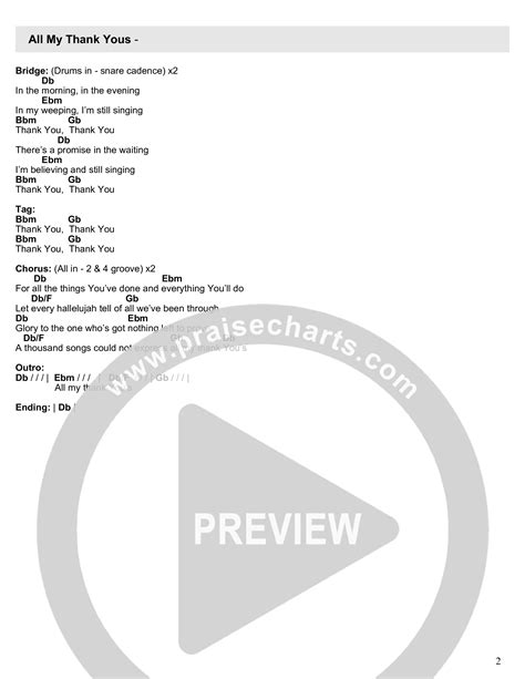 All My Thank Yous (Live) Chords PDF (Writing Worship Community / Hailey ...