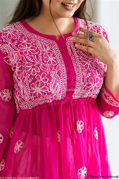 Handmade Chikankari Kurti Online, Buy Chikankari Khadi Kurta, Short ...