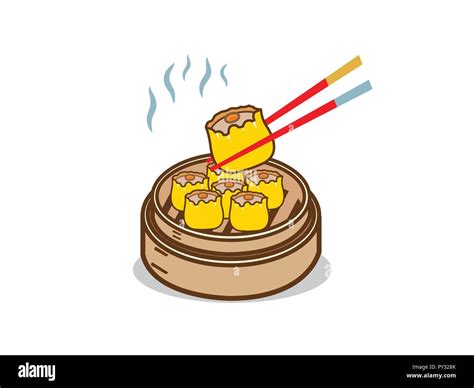 Dim sum chinese food with chopstick Vector Illustration Stock Vector ...