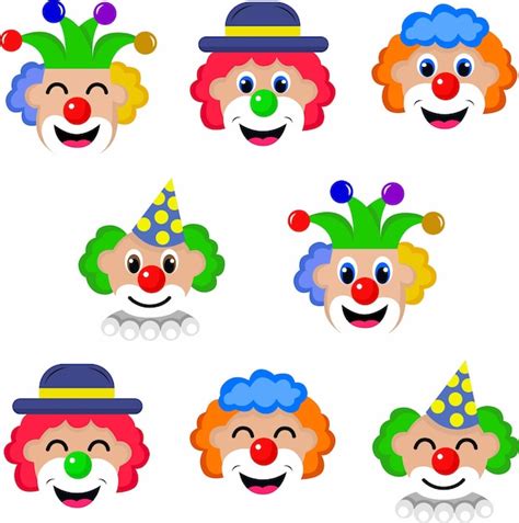 Colorful clown happy face vector illustration cartoon clown face ...